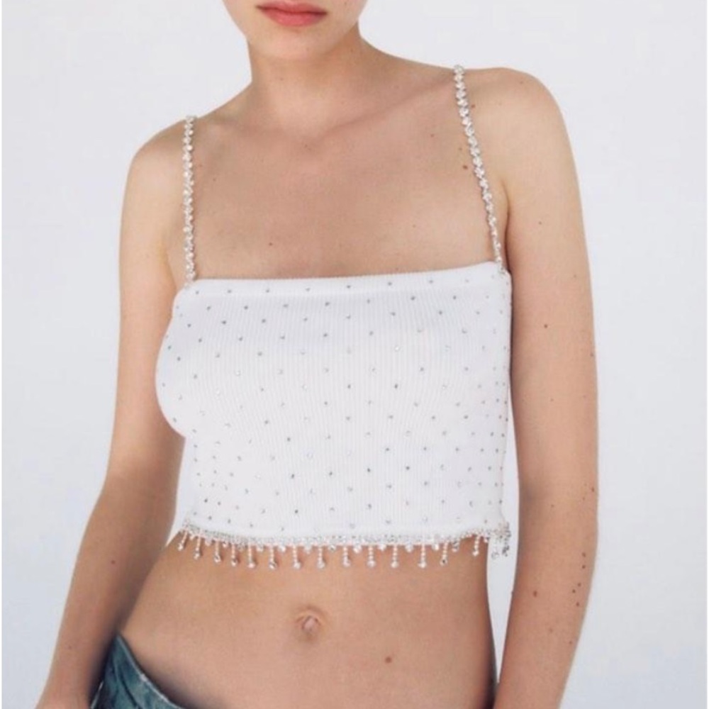 Zara seamless rhinestone top size XS-S